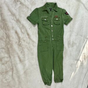 Dereon Olive Green Kids Girls Jumpsuit Short Sleeve M 8 10
